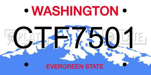 CTF7501 Washington License Plate