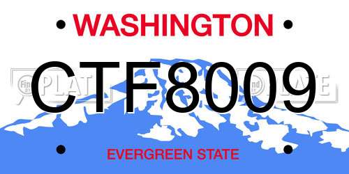 CTF8009 Washington License Plate