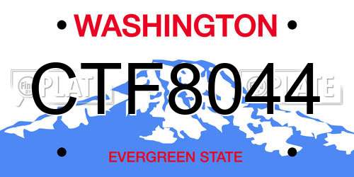 CTF8044 Washington License Plate