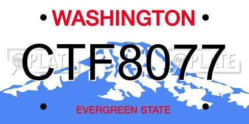 CTF8077 Washington License Plate
