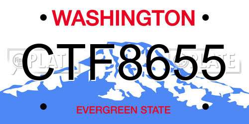 CTF8655 Washington License Plate
