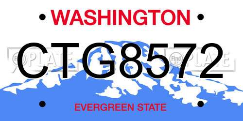 CTG8572 Washington License Plate