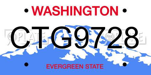 CTG9728 Washington License Plate