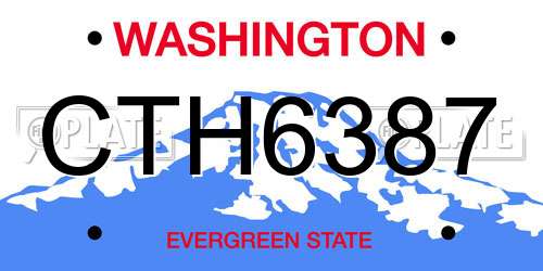 CTH6387 Washington License Plate