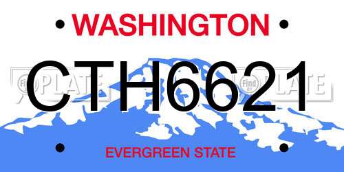 CTH6621 Washington License Plate