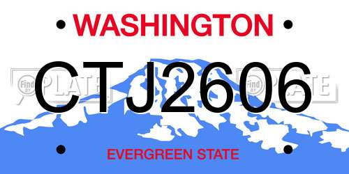 CTJ2606 Washington License Plate