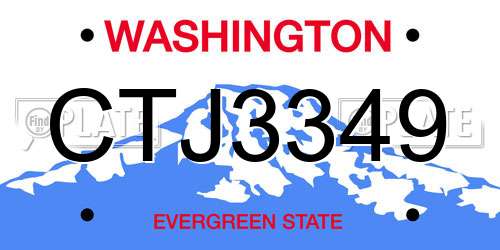 CTJ3349 Washington License Plate