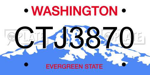 CTJ3870 Washington License Plate