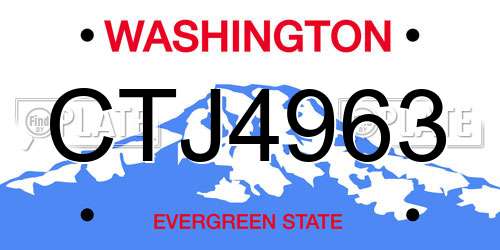 CTJ4963 Washington License Plate