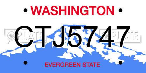 CTJ5747 Washington License Plate