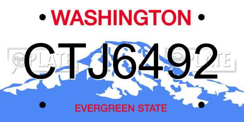 CTJ6492 Washington License Plate