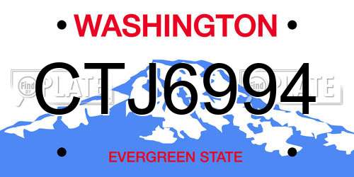 CTJ6994 Washington License Plate