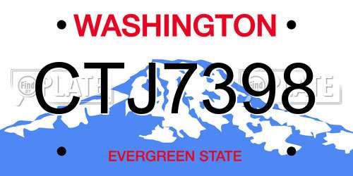 CTJ7398 Washington License Plate
