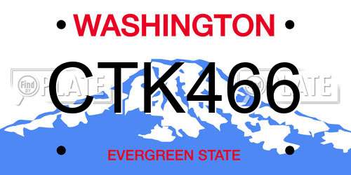 CTK466 Washington License Plate