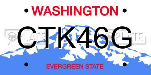 CTK46G Washington License Plate