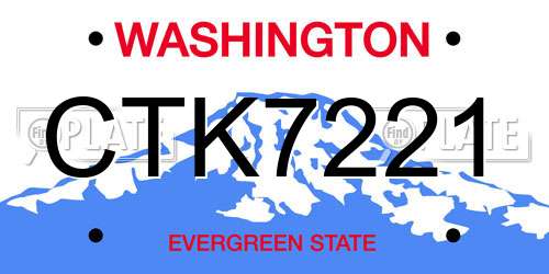 CTK7221 Washington License Plate
