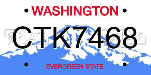 CTK7468 Washington License Plate