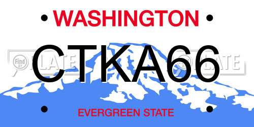 CTKA66 Washington License Plate