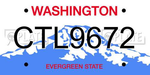 CTL9672 Washington License Plate