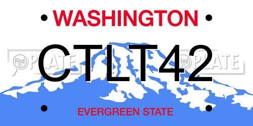 CTLT42 Washington License Plate