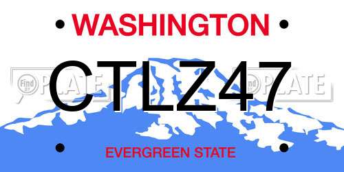 CTLZ47 Washington License Plate