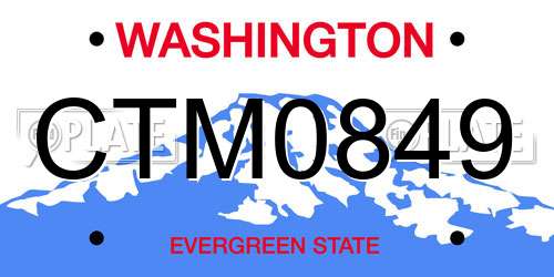 CTM0849 Washington License Plate