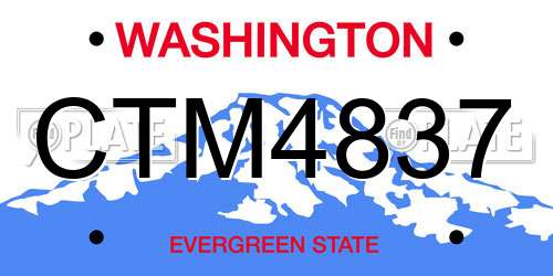 CTM4837 Washington License Plate