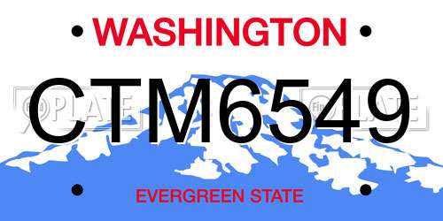 CTM6549 Washington License Plate