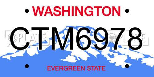 CTM6978 Washington License Plate