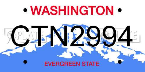 CTN2994 Washington License Plate
