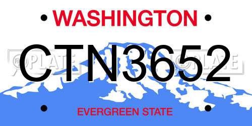 CTN3652 Washington License Plate