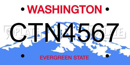 CTN4567 Washington License Plate