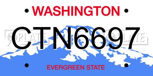 CTN6697 Washington License Plate