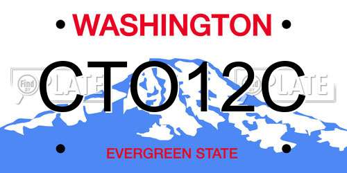 CTO12C Washington License Plate