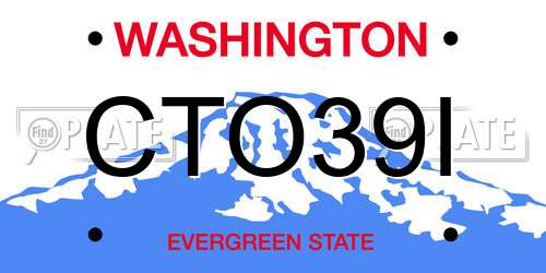 CTO39I Washington License Plate