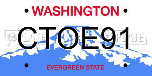 CTOE91 Washington License Plate