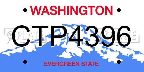 CTP4396 Washington License Plate