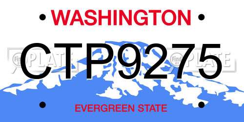 CTP9275 Washington License Plate