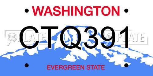 CTQ391 Washington License Plate