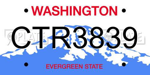 CTR3839 Washington License Plate