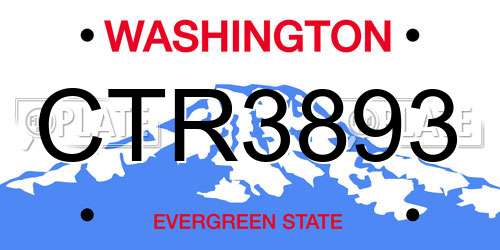 CTR3893 Washington License Plate