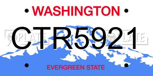 CTR5921 Washington License Plate