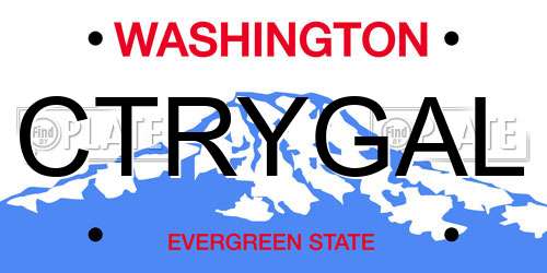 CTRYGAL Washington License Plate