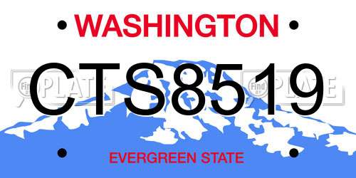 CTS8519 Washington License Plate
