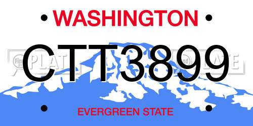 CTT3899 Washington License Plate