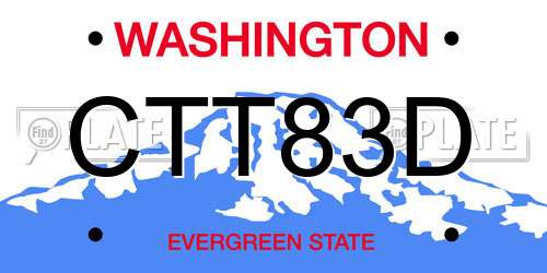 CTT83D Washington License Plate
