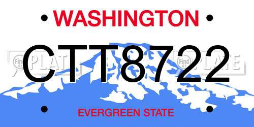 CTT8722 Washington License Plate
