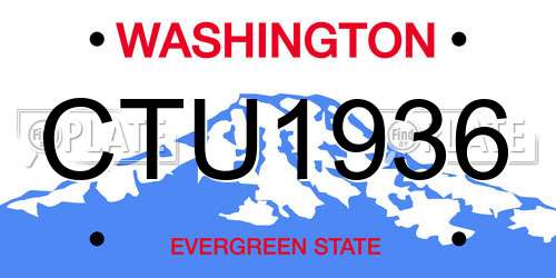 CTU1936 Washington License Plate