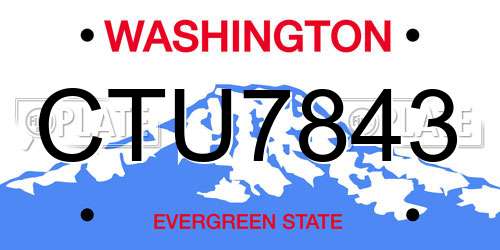 CTU7843 Washington License Plate