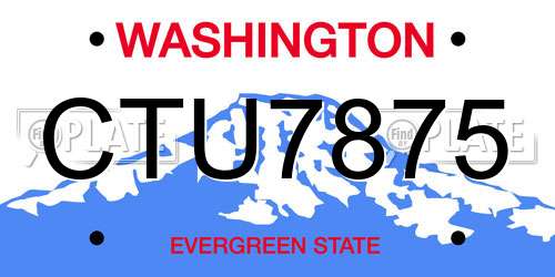 CTU7875 Washington License Plate